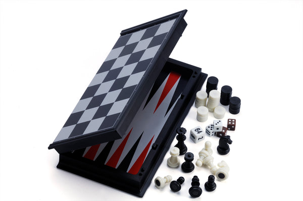 3-in-1 Magnetic & Folding Chess/Checkers/Backgammon - Ages 6+
