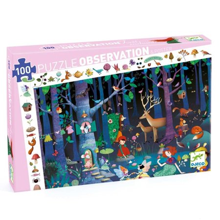 Djeco: 100 Piece Puzzle: Observation / Enchanted Forest  - Ages 5+