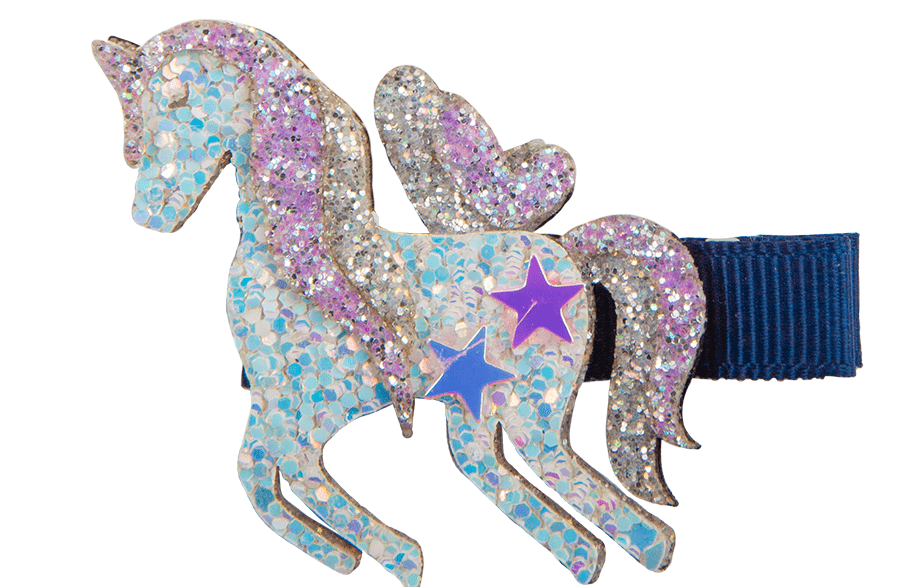 GP: Boutique Navy Unicorn or Star Hair Clips - Ages 3+