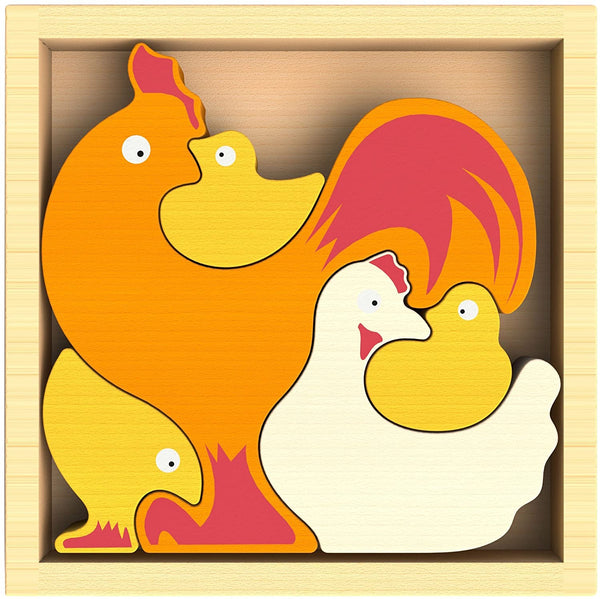 Chicken  Family Wooden Colour Puzzle - Ages 2+