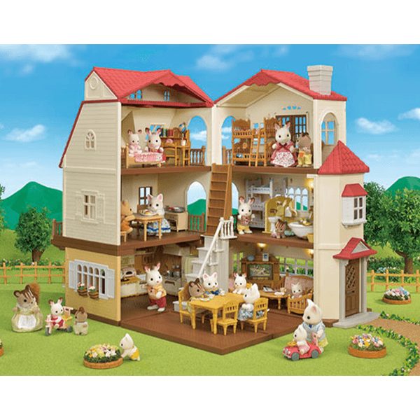 Wooden Dollhouse Cozy Cottage Calico Critters Country House RED