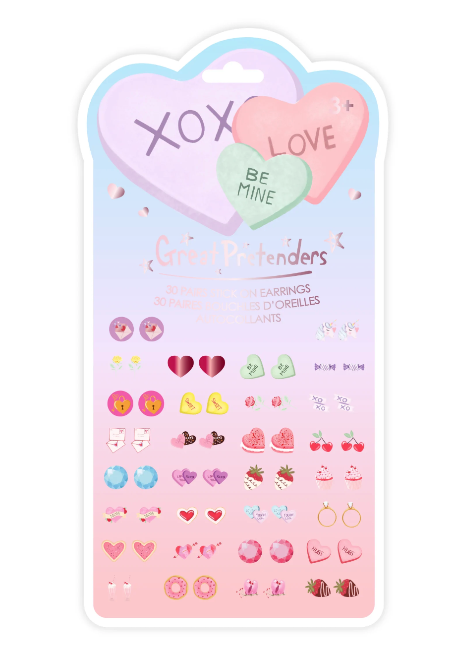 GP: Candy Heart Valentine Sticker Earrings - Ages 3+