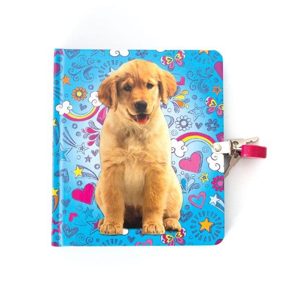 Lock & Key Journal - Golden Puppy Doodles Diary