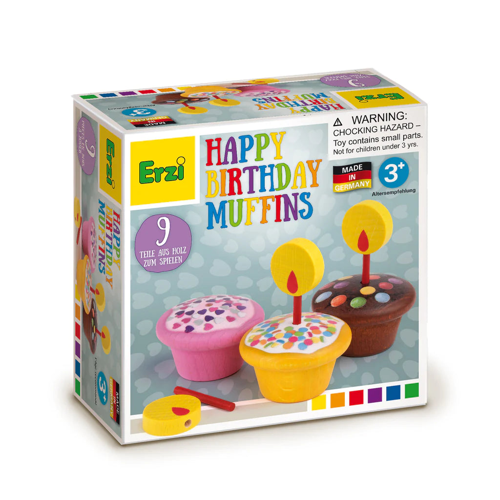 Erzi: Wooden Happy Birthday Muffins - Ages 3+