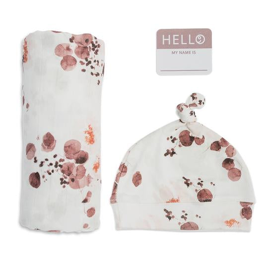 Hello World Set: Swaddling Blanket + Knotted Hat - Ages 0+
