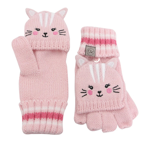 Knitted Fingerless Gloves w/flap - Cat 4-6Y