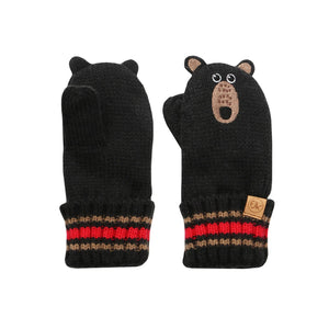 Baby Knitted Mittens-Black Bear 0-2Y