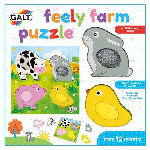 4pc Puzzle: Feely Farm Wooden Puzzle - Ages 12mths+