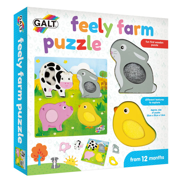 4pc Puzzle: Feely Farm Wooden Puzzle - Ages 12mths+