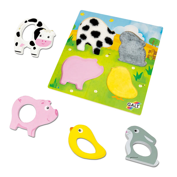 4pc Puzzle: Feely Farm Wooden Puzzle - Ages 12mths+