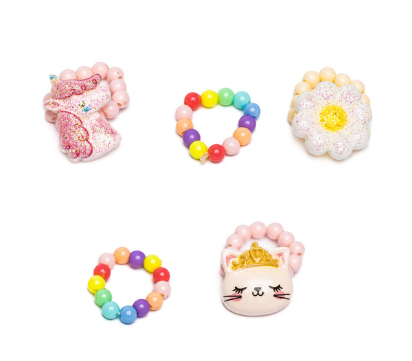 GP: Flower, Kitty, Unicorn Elastic Ring Set -  Ages 3+