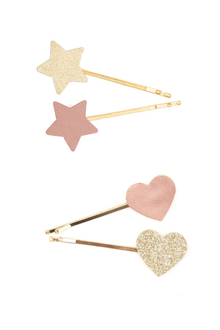 GP: Boutique Matte Bobby Pin Hair Clips: Hearts or Stars - Ages 3+