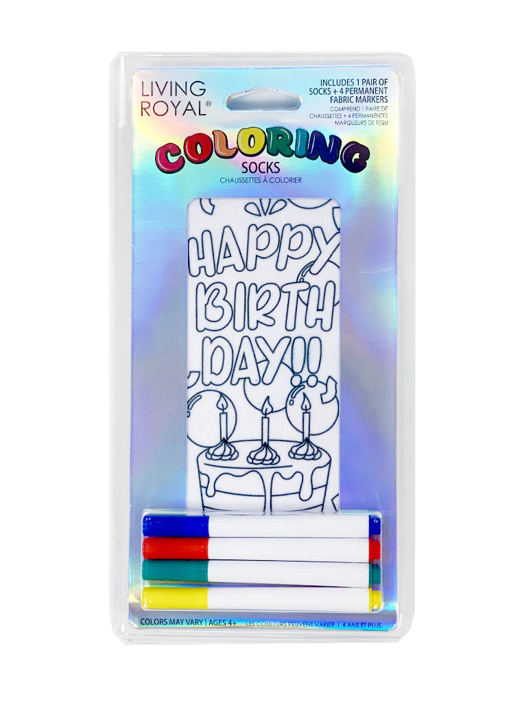 Colouring Socks: Happy Birthday - One Size Fits Most