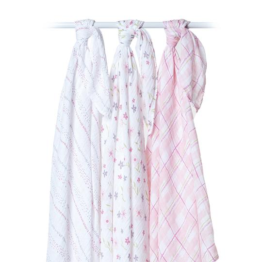 Cotton Muslin Swaddles: 3 Pack - Ages 0+