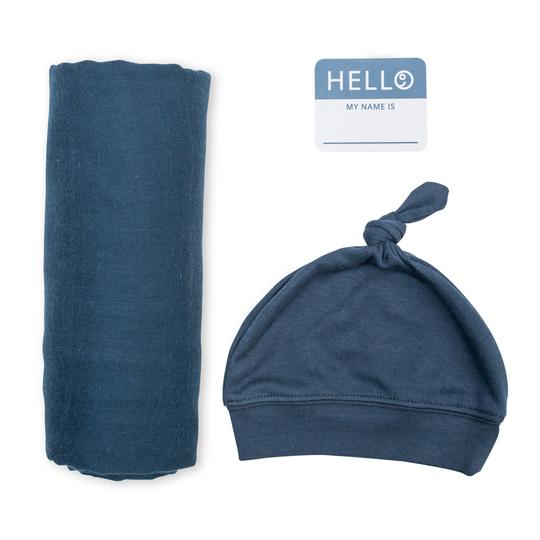 Hello World Set: Swaddling Blanket + Knotted Hat - Ages 0+