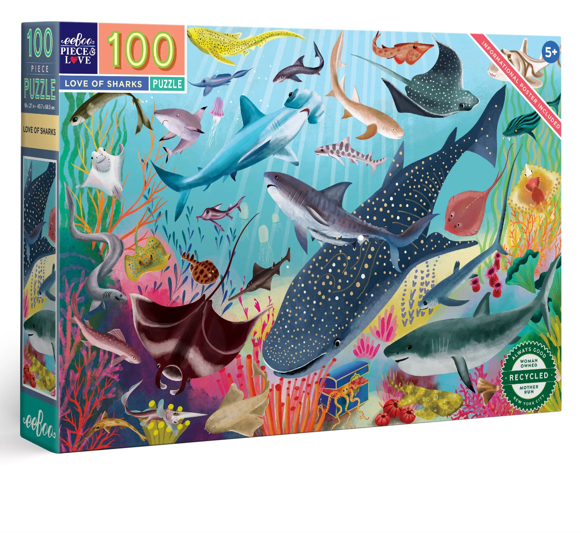 100 piece Puzzle: Love of Sharks - Ages 5+