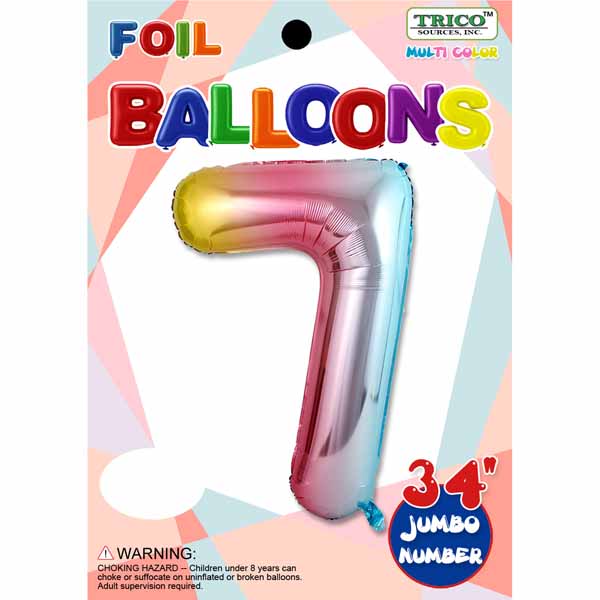 Giant Number 7 Balloon 34": Multiple Colours Available