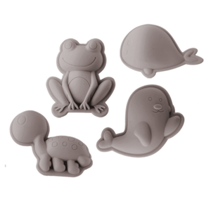 Scrunch Silicone Sand Mould Frog Set: Warm Grey - Ages 12mths+