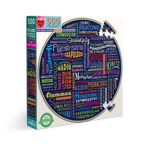 100 Great Words: Round Puzzle 500pcs - Ages 8+