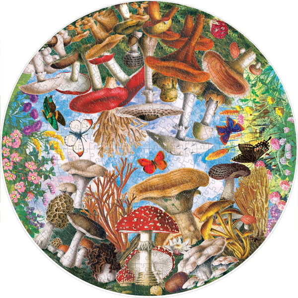 Mushrooms & Butterflies - Round 500 pc Puzzle