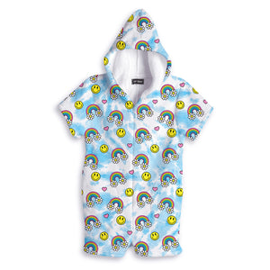 Short Rompers: Daisy Rainbow - Multiple Sizes Available