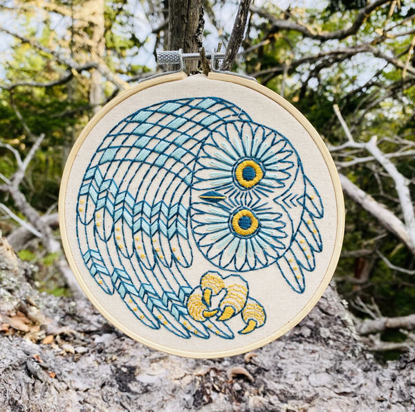 Saw Whet Owl: Complete Embroidery Kit - Level 2