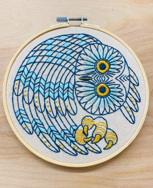 Saw Whet Owl: Complete Embroidery Kit - Level 2