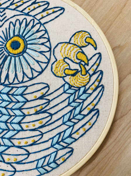 Saw Whet Owl: Complete Embroidery Kit - Level 2