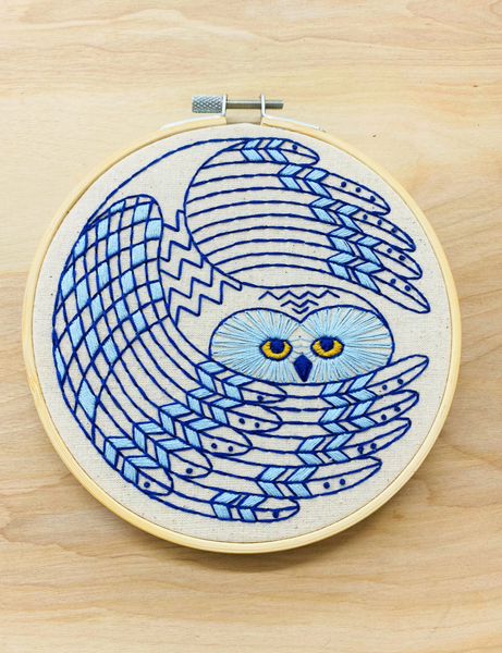 Snowy Owl: Complete Embroidery Kit - Level 2