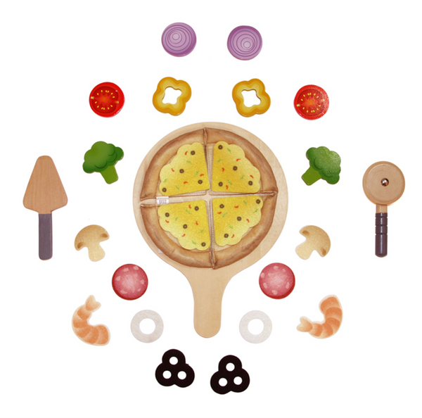 Hape - Wooden Perfect Pizza Pretend Food Playset
