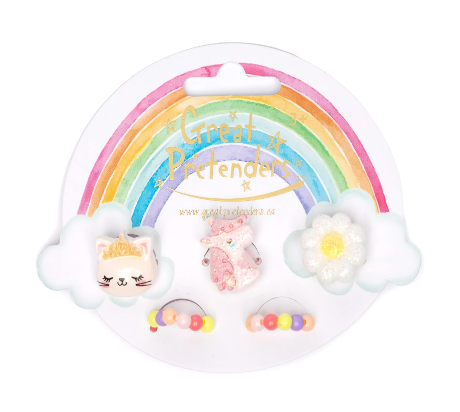 GP: Flower, Kitty, Unicorn Elastic Ring Set -  Ages 3+