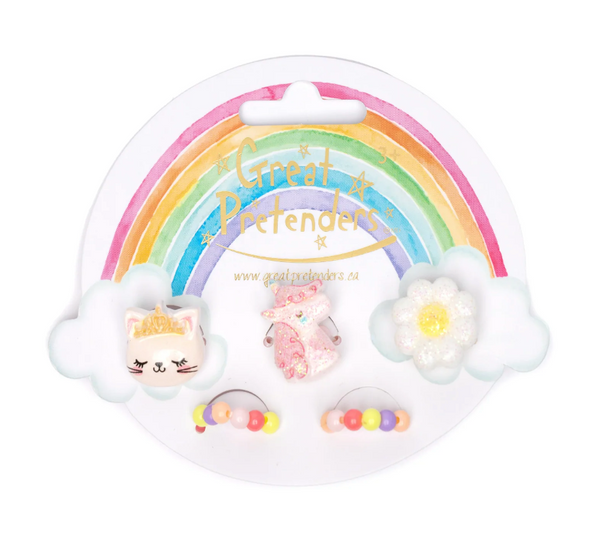 GP: Flower, Kitty, Unicorn Elastic Ring Set -  Ages 3+