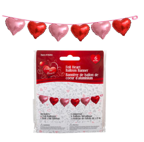Valentine's Heart Balloon Banner (Air-fill only)