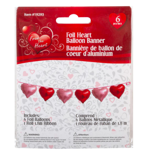 Valentine's Heart Balloon Banner (Air-fill only)