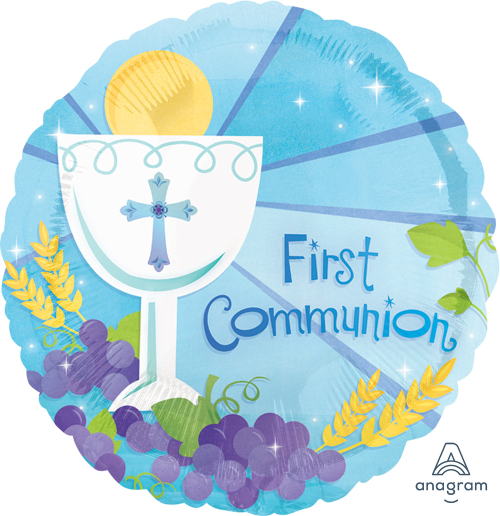 18” Balloon: First Communion Blue – Playful Minds