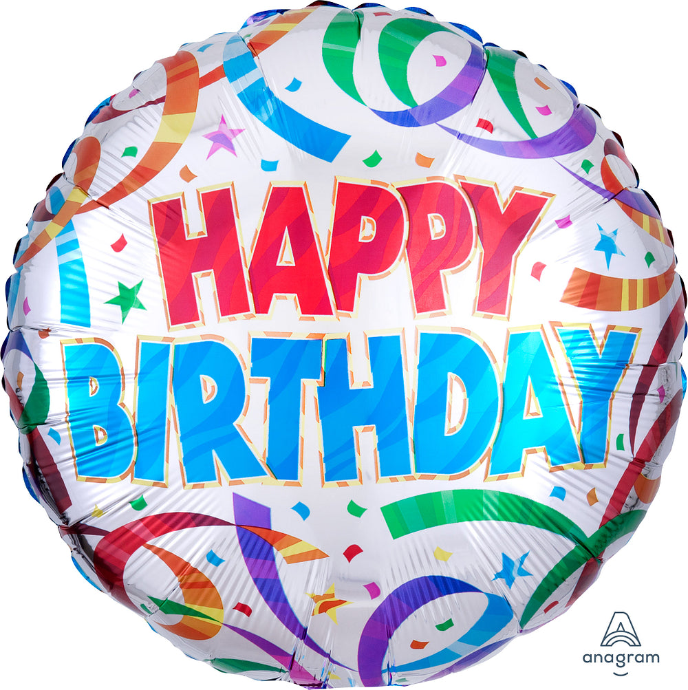 Party Streamers Birthday Balloon 18"