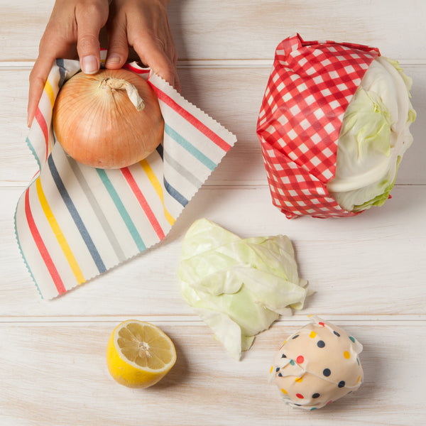 Beeswax Wraps - 3 Pack: Gingham, Dot, and Stripes