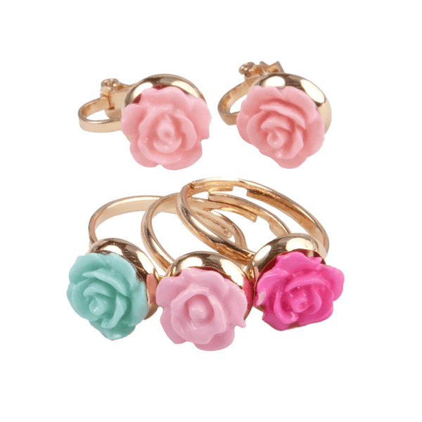 Boutique Rose Rings and Earring Set 3+