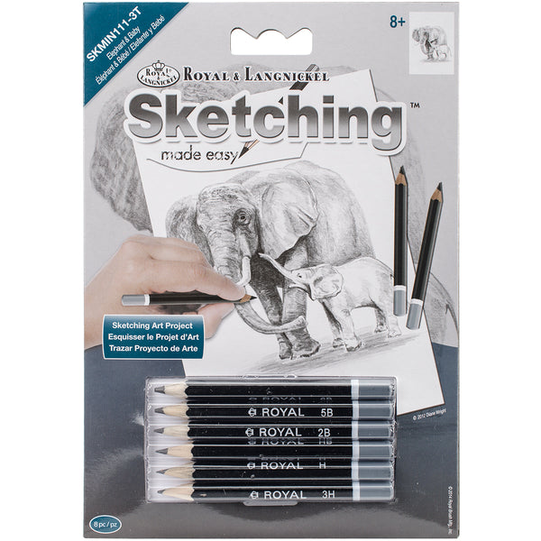Mini Sketching Made Easy: Elephant & Baby - Ages 8+