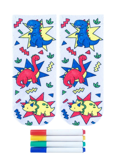 Colouring Socks: Dino Daze - One Size Fits Most