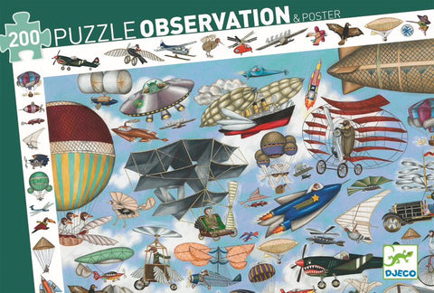 Djeco: 200 Piece Puzzle: Observation - Aero Club  - Ages 6+