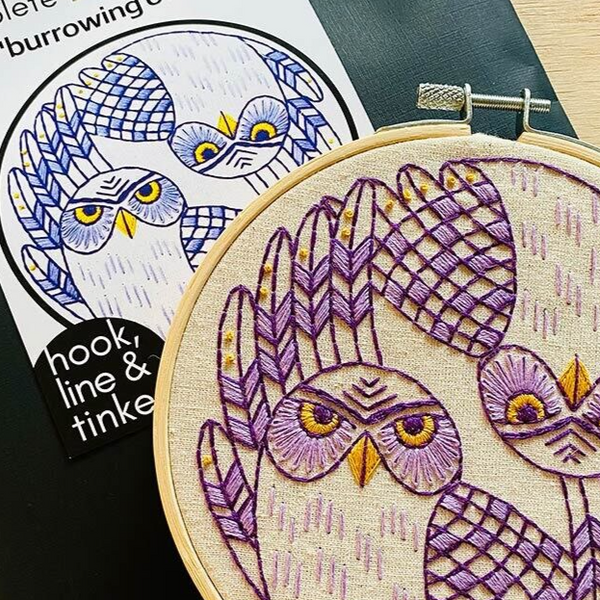 Burrowing Owls: Complete Embroidery Kit - Level 2