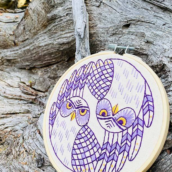 Burrowing Owls: Complete Embroidery Kit - Level 2