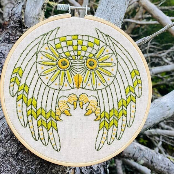 Great Horned Owl: Complete Embroidery Kit - Level 2