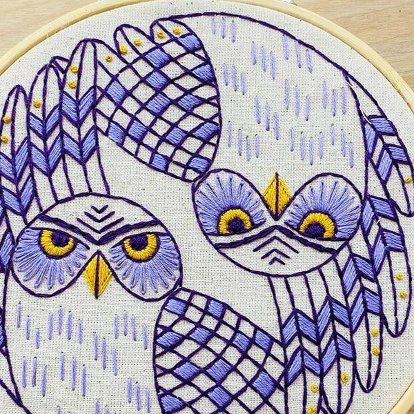 Burrowing Owls: Complete Embroidery Kit - Level 2