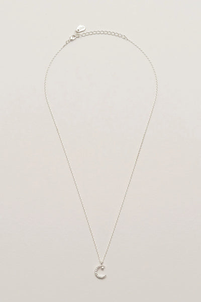 Moon & Star Necklace Silver Plated