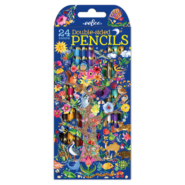 Eeboo: Tree of Life - 12 Double-Sided Coloured Pencils - Ages 3+
