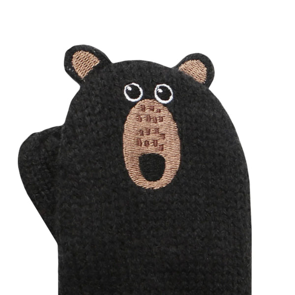 Baby Knitted Mittens-Black Bear 0-2Y
