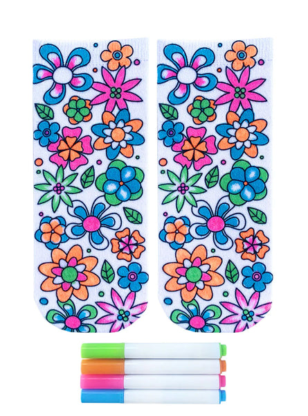 Colouring Socks: Flower Party - One Size Fits Most
