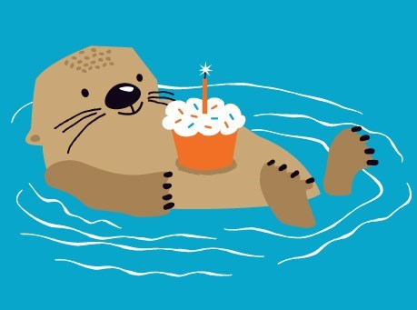 Otter with Cupcake - Birthday Card